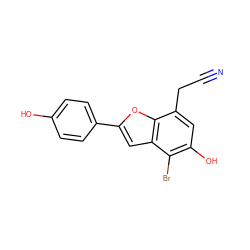 N#CCc1cc(O)c(Br)c2cc(-c3ccc(O)cc3)oc12 ZINC000028391251