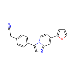 N#CCc1ccc(-c2cnc3cc(-c4ccco4)ccn23)cc1 ZINC000299859419