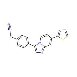 N#CCc1ccc(-c2cnc3cc(-c4cccs4)ccn23)cc1 ZINC000299863204