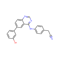 N#CCc1ccc(Nc2ncnc3ccc(-c4cccc(O)c4)cc23)cc1 ZINC001772624274