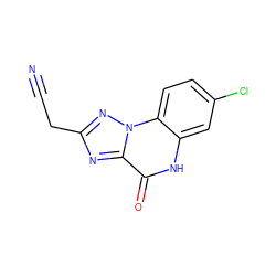 N#CCc1nc2c(=O)[nH]c3cc(Cl)ccc3n2n1 ZINC000013798651