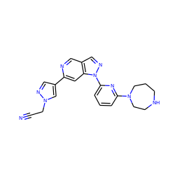 N#CCn1cc(-c2cc3c(cn2)cnn3-c2cccc(N3CCCNCC3)n2)cn1 ZINC000216476827