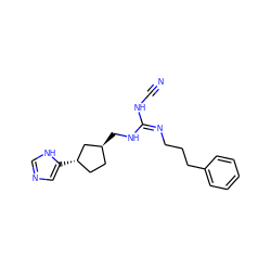 N#CN/C(=N/CCCc1ccccc1)NC[C@H]1CC[C@H](c2cnc[nH]2)C1 ZINC000653895410