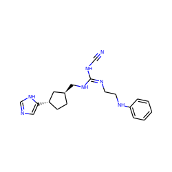 N#CN/C(=N/CCNc1ccccc1)NC[C@H]1CC[C@H](c2cnc[nH]2)C1 ZINC000653916384