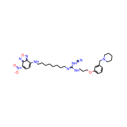 N#CN/C(=N\CCCCCCCCNc1ccc([N+](=O)[O-])c2nonc12)NCCCOc1cccc(CN2CCCCC2)c1 ZINC000029417022