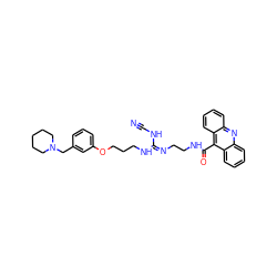 N#CN/C(=N\CCNC(=O)c1c2ccccc2nc2ccccc12)NCCCOc1cccc(CN2CCCCC2)c1 ZINC000029411615