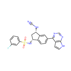 N#CN[C@H]1C[C@@H](NS(=O)(=O)c2cccc(F)c2)c2ccc(-c3ncnc4[nH]ccc34)cc21 ZINC001772820564