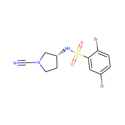 N#CN1CC[C@@H](NS(=O)(=O)c2cc(Br)ccc2Br)C1 ZINC000066099239