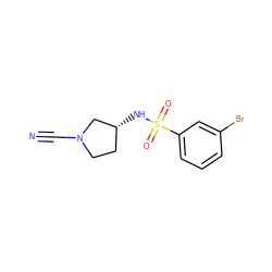 N#CN1CC[C@@H](NS(=O)(=O)c2cccc(Br)c2)C1 ZINC000066099237