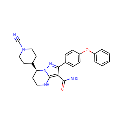 N#CN1CCC([C@@H]2CCNc3c(C(N)=O)c(-c4ccc(Oc5ccccc5)cc4)nn32)CC1 ZINC001772649515