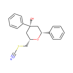 N#CSC[C@@H]1C[C@@](O)(c2ccccc2)C[C@H](c2ccccc2)O1 ZINC000049112653