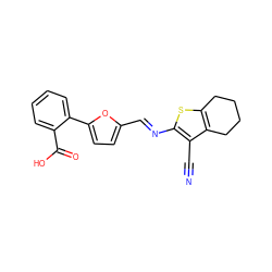 N#Cc1c(/N=C/c2ccc(-c3ccccc3C(=O)O)o2)sc2c1CCCC2 ZINC000002310846