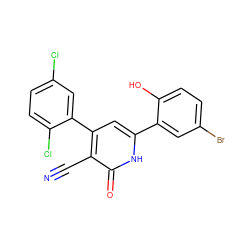 N#Cc1c(-c2cc(Cl)ccc2Cl)cc(-c2cc(Br)ccc2O)[nH]c1=O ZINC000028821559