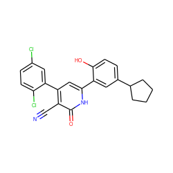 N#Cc1c(-c2cc(Cl)ccc2Cl)cc(-c2cc(C3CCCC3)ccc2O)[nH]c1=O ZINC000028821535