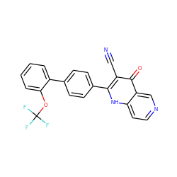 N#Cc1c(-c2ccc(-c3ccccc3OC(F)(F)F)cc2)[nH]c2ccncc2c1=O ZINC000073310293