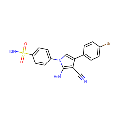 N#Cc1c(-c2ccc(Br)cc2)cn(-c2ccc(S(N)(=O)=O)cc2)c1N ZINC000169330457