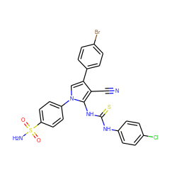 N#Cc1c(-c2ccc(Br)cc2)cn(-c2ccc(S(N)(=O)=O)cc2)c1NC(=S)Nc1ccc(Cl)cc1 ZINC000299836664