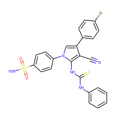 N#Cc1c(-c2ccc(Br)cc2)cn(-c2ccc(S(N)(=O)=O)cc2)c1NC(=S)Nc1ccccc1 ZINC000299834516