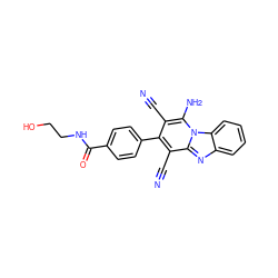 N#Cc1c(-c2ccc(C(=O)NCCO)cc2)c(C#N)c2nc3ccccc3n2c1N ZINC000072175153