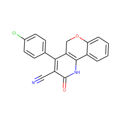 N#Cc1c(-c2ccc(Cl)cc2)c2c([nH]c1=O)-c1ccccc1OC2 ZINC000013657821