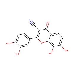 N#Cc1c(-c2ccc(O)c(O)c2)oc2c(O)c(O)ccc2c1=O ZINC000013586388