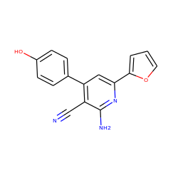 N#Cc1c(-c2ccc(O)cc2)cc(-c2ccco2)nc1N ZINC000040874983