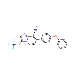 N#Cc1c(-c2ccc(Oc3ccccc3)cc2)ccn2c(CC(F)(F)F)cnc12 ZINC000045386067