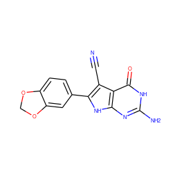 N#Cc1c(-c2ccc3c(c2)OCO3)[nH]c2nc(N)[nH]c(=O)c12 ZINC000045260387