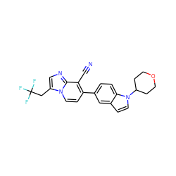 N#Cc1c(-c2ccc3c(ccn3C3CCOCC3)c2)ccn2c(CC(F)(F)F)cnc12 ZINC000095580485