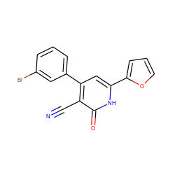 N#Cc1c(-c2cccc(Br)c2)cc(-c2ccco2)[nH]c1=O ZINC000013545032