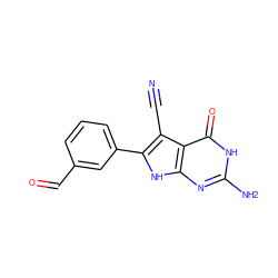 N#Cc1c(-c2cccc(C=O)c2)[nH]c2nc(N)[nH]c(=O)c12 ZINC000045300692