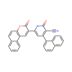 N#Cc1c(-c2cccc3ccccc23)cc(-c2cc3c(ccc4ccccc43)oc2=O)[nH]c1=O ZINC001772625123