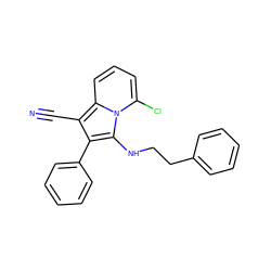 N#Cc1c(-c2ccccc2)c(NCCc2ccccc2)n2c(Cl)cccc12 ZINC000036185209