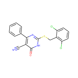 N#Cc1c(-c2ccccc2)nc(SCc2c(Cl)cccc2Cl)[nH]c1=O ZINC000004024984