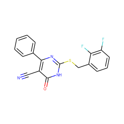 N#Cc1c(-c2ccccc2)nc(SCc2cccc(F)c2F)[nH]c1=O ZINC000147186255