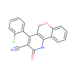 N#Cc1c(-c2ccccc2Cl)c2c([nH]c1=O)-c1ccccc1OC2 ZINC000013657827