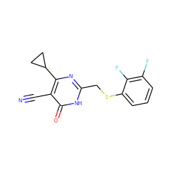 N#Cc1c(C2CC2)nc(CSc2cccc(F)c2F)[nH]c1=O ZINC000299839690