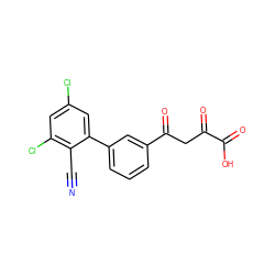 N#Cc1c(Cl)cc(Cl)cc1-c1cccc(C(=O)CC(=O)C(=O)O)c1 ZINC000028116882