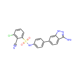 N#Cc1c(Cl)cccc1S(=O)(=O)Nc1ccc(-c2ccc3c(N)n[nH]c3c2)cc1 ZINC000299835191