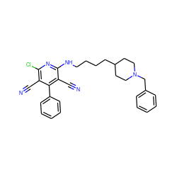 N#Cc1c(Cl)nc(NCCCCC2CCN(Cc3ccccc3)CC2)c(C#N)c1-c1ccccc1 ZINC000096913137