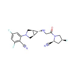 N#Cc1c(F)cc(F)cc1N1C[C@H]2[C@H](NCC(=O)N3C[C@@H](F)C[C@H]3C#N)[C@H]2C1 ZINC000101180702