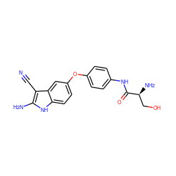 N#Cc1c(N)[nH]c2ccc(Oc3ccc(NC(=O)[C@@H](N)CO)cc3)cc12 ZINC000034281222