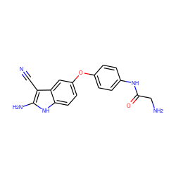 N#Cc1c(N)[nH]c2ccc(Oc3ccc(NC(=O)CN)cc3)cc12 ZINC000033993183