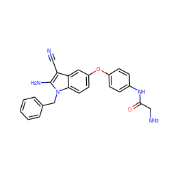 N#Cc1c(N)n(Cc2ccccc2)c2ccc(Oc3ccc(NC(=O)CN)cc3)cc12 ZINC000231375033