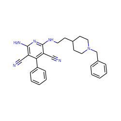 N#Cc1c(N)nc(NCCC2CCN(Cc3ccccc3)CC2)c(C#N)c1-c1ccccc1 ZINC000084742321