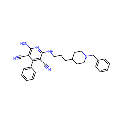 N#Cc1c(N)nc(NCCCC2CCN(Cc3ccccc3)CC2)c(C#N)c1-c1ccccc1 ZINC000084740998