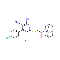 N#Cc1c(N)nc(SCC(=O)C23CC4CC(CC(C4)C2)C3)c(C#N)c1-c1ccc(Cl)cc1 ZINC000019851582