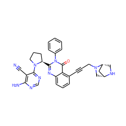 N#Cc1c(N)ncnc1N1CCC[C@H]1c1nc2cccc(C#CCN3C[C@@H]4C[C@H]3CN4)c2c(=O)n1-c1ccccc1 ZINC001772627594