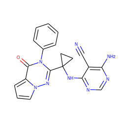 N#Cc1c(N)ncnc1NC1(c2nn3cccc3c(=O)n2-c2ccccc2)CC1 ZINC001772575086