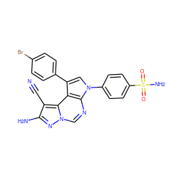 N#Cc1c(N)nn2cnc3c(c(-c4ccc(Br)cc4)cn3-c3ccc(S(N)(=O)=O)cc3)c12 ZINC000169330464